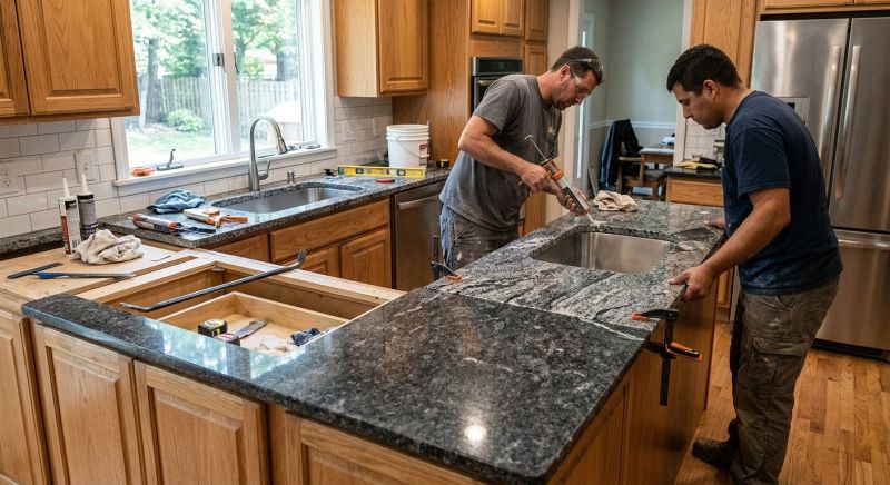 Granite Slab Installation in Sonoma County, CA